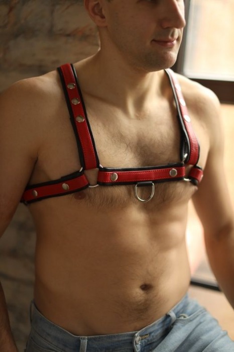 Черно-красная мужская портупея Black-Red - БДСМ Арсенал - купить с доставкой в Майкопе