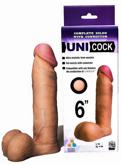 Насадка для страпона фаллической формы UNICOCK 6  - 18 см. - LOVETOY (А-Полимер) - купить с доставкой в Майкопе