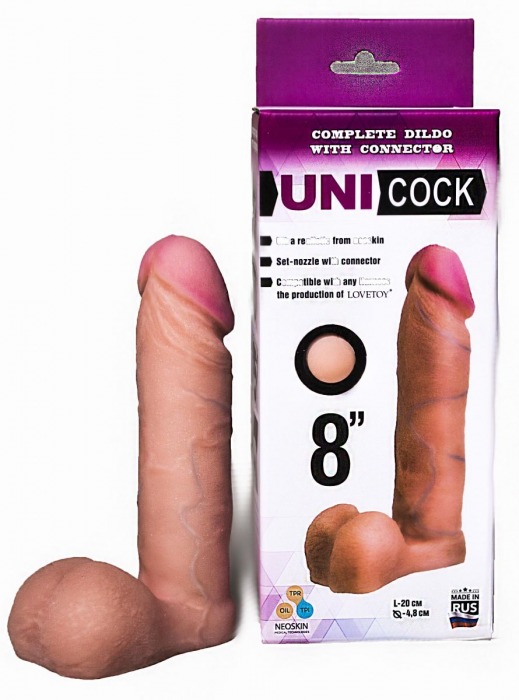 Фаллическая насадка для страпона UNICOCK 8  - 20 см. - LOVETOY (А-Полимер) - купить с доставкой в Майкопе