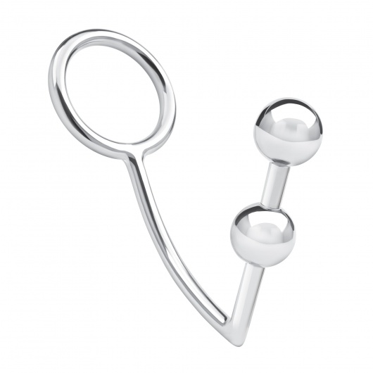 Кольцо на пенис с анальным стимулятором Two Bead Stainless Steel Anal Hook   Cock Ring - BlueLine - в Майкопе купить с доставкой