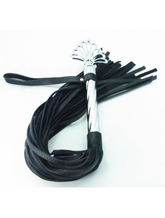 Длинная плеть с рукоятью цвета  никель  - 66 см. - БДСМ Арсенал - купить с доставкой в Майкопе