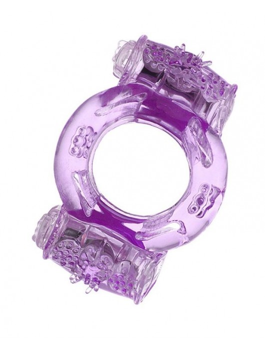 Фиолетовое виброкольцо с двумя вибропульками - Toyfa Basic - в Майкопе купить с доставкой