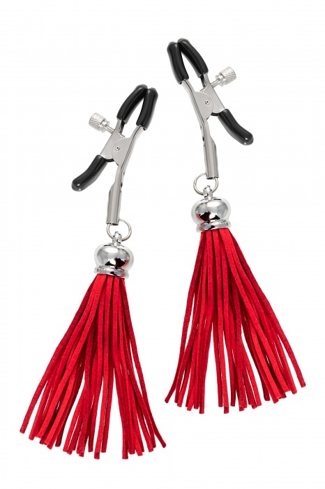 Зажимы на соски «Прищепки» с красными кисточками из замши - Pecado - купить с доставкой в Майкопе