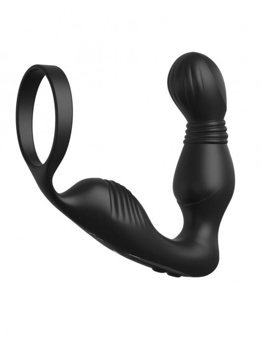Черный вибростимулятор простаты с эрекционным кольцом Ass-Gasm Pro P-Spot Milker - Pipedream - в Майкопе купить с доставкой