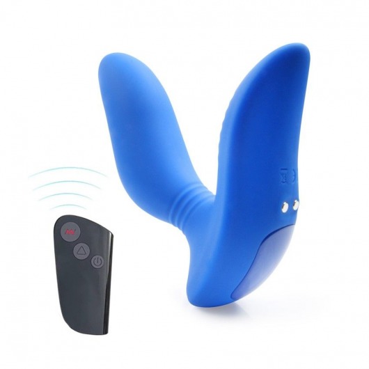 Синий вибромассажер простаты 3,5’’ Remote Control Curve P-spot Massager - 12 см. - Erokay - в Майкопе купить с доставкой