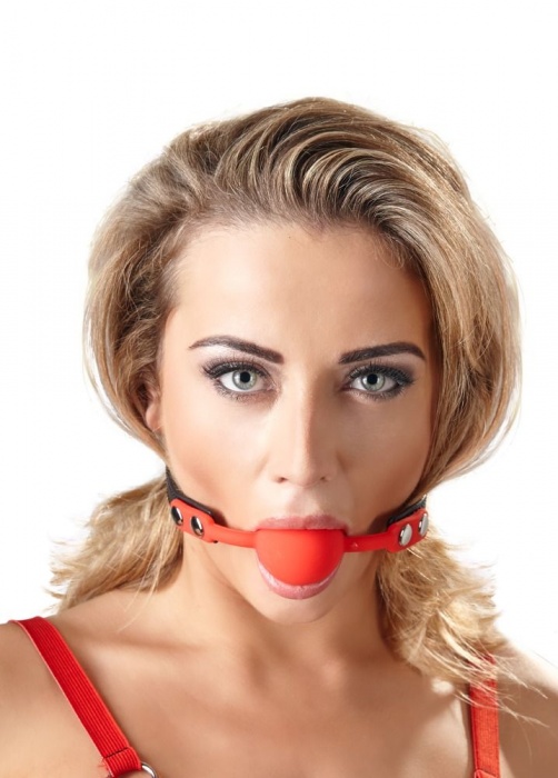 Силиконовый кляп-шар на чёрных ремешках Red Gag silicone - Orion - купить с доставкой в Майкопе