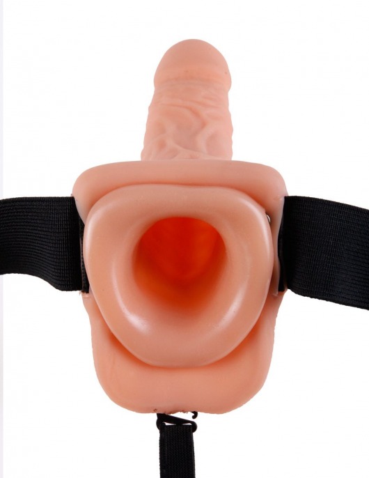 Телесный полый страпон с вибрацией Vibrating Hollow Strap-On with Balls - 24 см. - Pipedream - купить с доставкой в Майкопе
