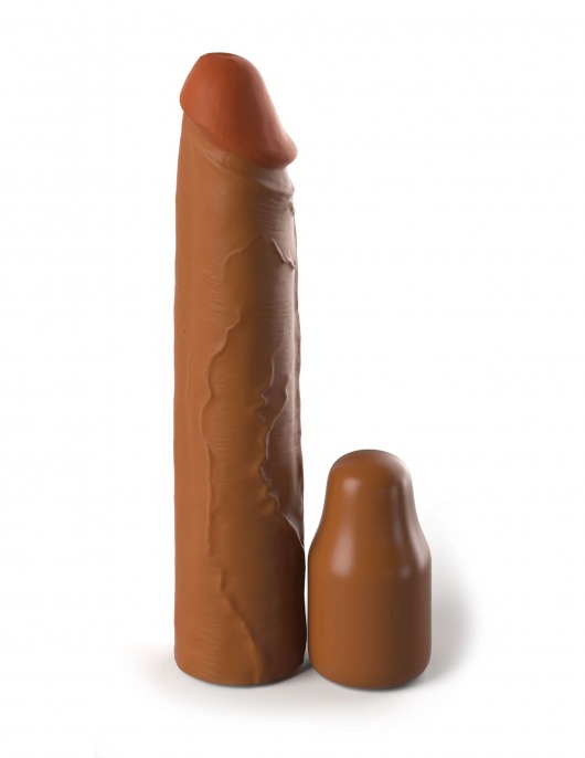 Коричневая насадка на член 2  Silicone X-tension - 20,3 см. - Pipedream - в Майкопе купить с доставкой