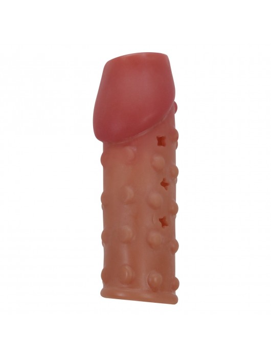 Телесная открытая насадка на пенис с бугорками - 19,8 см. - Baile - в Майкопе купить с доставкой