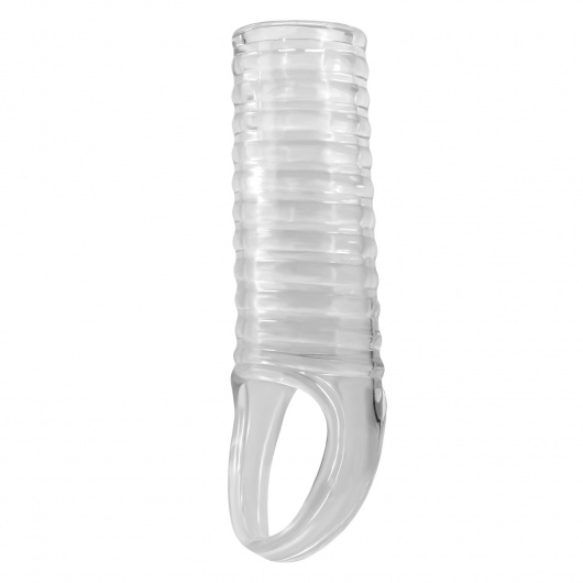 Прозрачная насадка на пенис с ребрышками и подхватом мошонки - Baile - в Майкопе купить с доставкой