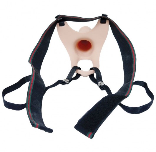 Телесный полый страпон на ремешках - 16,5 см. - Boys of Toys - купить с доставкой в Майкопе