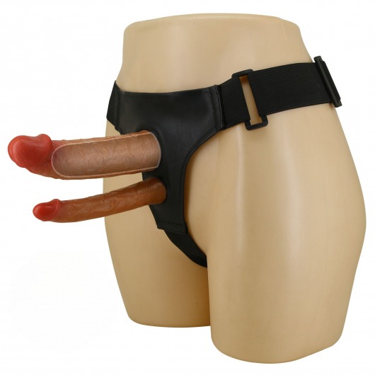 Темно-бежевый фаллопротез для двойного проникновения - 17,5 см. - Baile - купить с доставкой в Майкопе