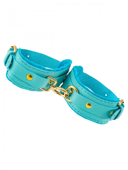 Голубые двуслойные кожаные оковы - Pecado - купить с доставкой в Майкопе