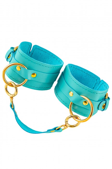 Голубые однослойные кожаные оковы - Pecado - купить с доставкой в Майкопе