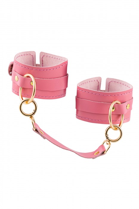 Розовые однослойные кожаные оковы - Pecado - купить с доставкой в Майкопе