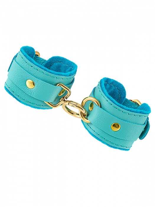 Голубые двуслойные кожаные наручники-браслеты - Pecado - купить с доставкой в Майкопе