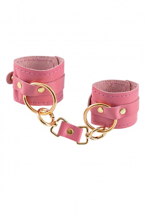 Розовые однослойные кожаные наручники - Pecado - купить с доставкой в Майкопе