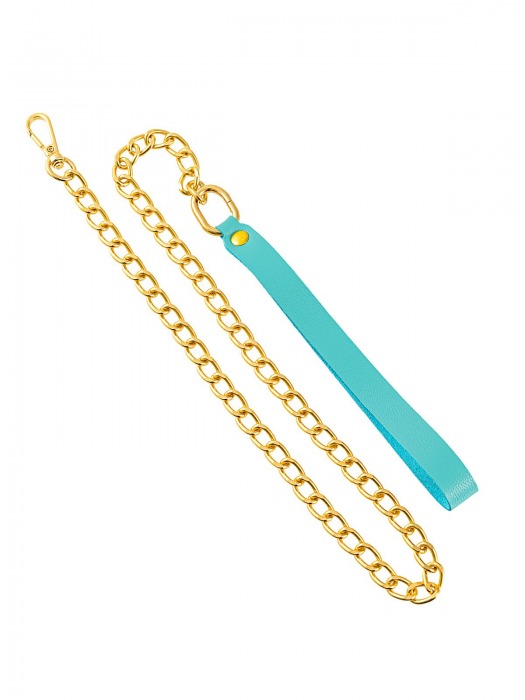 Голубой кожаный поводок с карабином для ошейника - 80 см. - Pecado - купить с доставкой в Майкопе