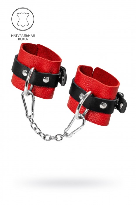 Красно-черные мягкие наручники с одним ремешком с люверсами - Pecado - купить с доставкой в Майкопе