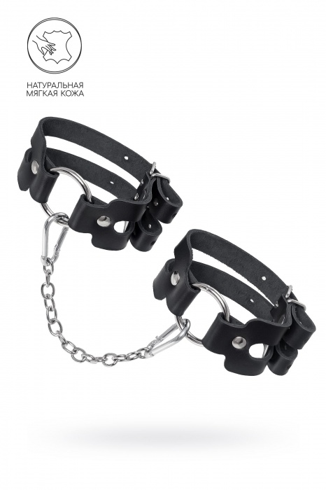 Черные кожаные оковы из двух ремешков - Pecado - купить с доставкой в Майкопе