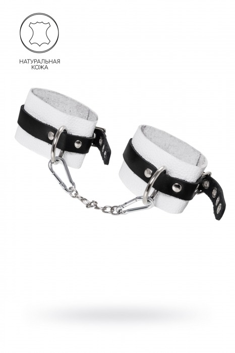 Бело-черные мягкие оковы с одним ремешком и люверсами - Pecado - купить с доставкой в Майкопе