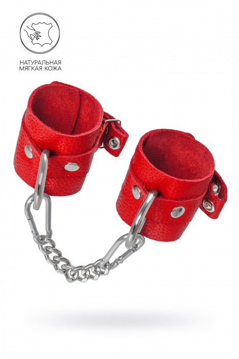Красные мягкие кожаные наручники с люверсами - Pecado - купить с доставкой в Майкопе