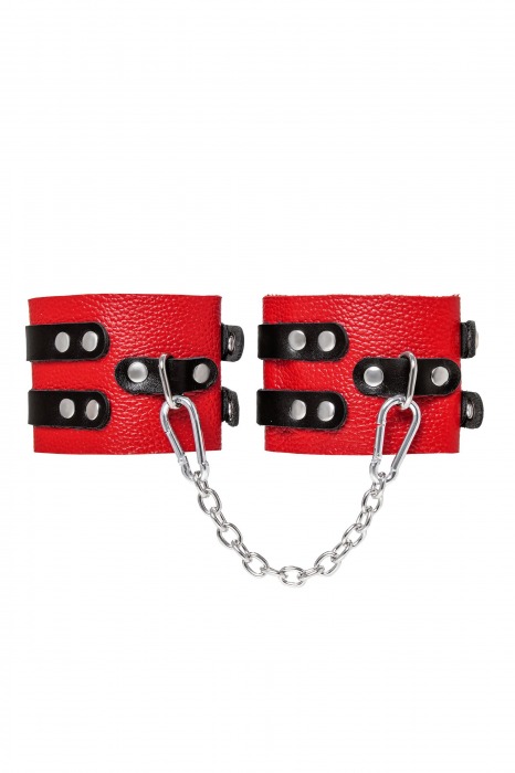 Красно-черные мягкие оковы с двумя ремешками с люверсами - Pecado - купить с доставкой в Майкопе