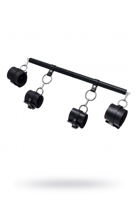 Черная распорка с 4 манжетами для рук и ног - Pecado - купить с доставкой в Майкопе