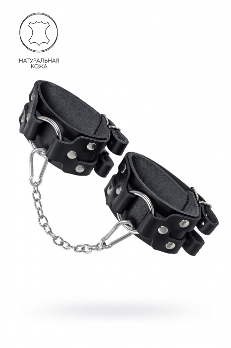 Черные кожаные оковы с двумя ремешками - Pecado - купить с доставкой в Майкопе