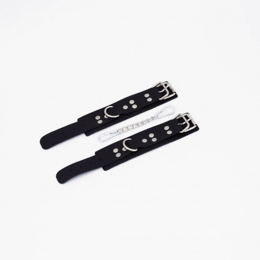 Черные кожаные наручники с регулируемыми ремешками - Crazy Handmade - купить с доставкой в Майкопе