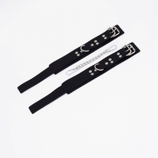 Черные кожаные оковы с регулируемыми ремешками - Crazy Handmade - купить с доставкой в Майкопе