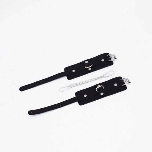 Черные кожаные оковы с хромированной фурнитурой - Crazy Handmade - купить с доставкой в Майкопе