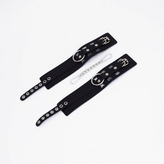 Черные кожаные оковы Sex - Crazy Handmade - купить с доставкой в Майкопе