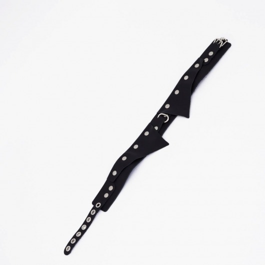 Черный однослойный кожаный ошейник с имитацией воротничка - Crazy Handmade - купить с доставкой в Майкопе