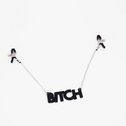 Зажимы на соски с кожаной подвеской Bitch - Crazy Handmade - купить с доставкой в Майкопе
