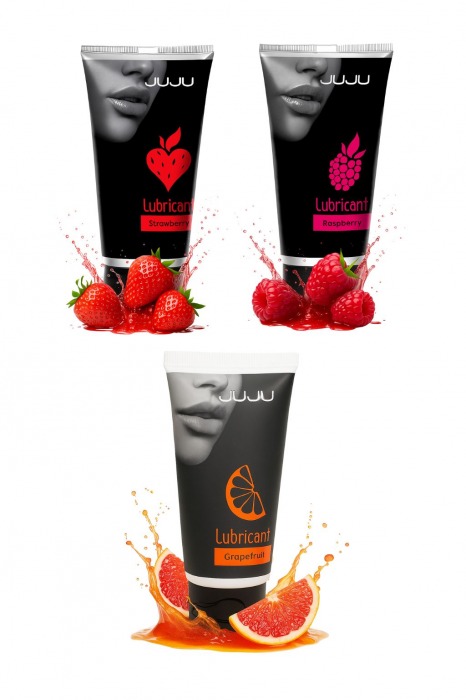 Набор из 3 съедобных лубрикантов JUJU (клубника, малина, грейпфрут) - JuJu - купить с доставкой в Майкопе