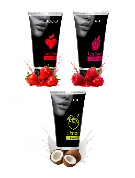 Набор из 3 съедобных лубрикантов JUJU (клубника, малина, кокос) - JuJu - купить с доставкой в Майкопе