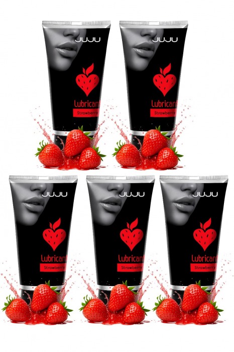 Набор из 5 съедобных лубрикантов JUJU со вкусом клубники - JuJu - купить с доставкой в Майкопе