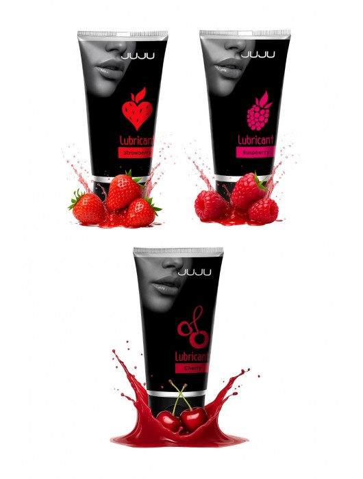 Набор из 3 съедобных лубрикантов JUJU (клубника, малина, вишня) - JuJu - купить с доставкой в Майкопе