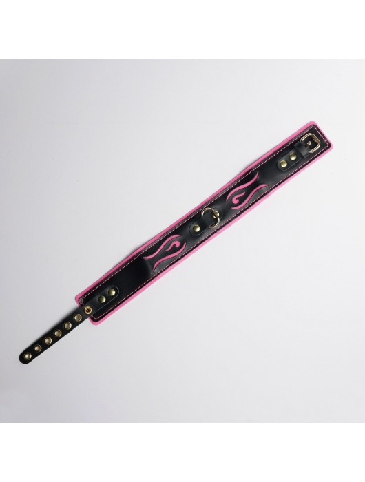 Черно-розовый ошейник с золотистой фурнитурой - Crazy Handmade - купить с доставкой в Майкопе