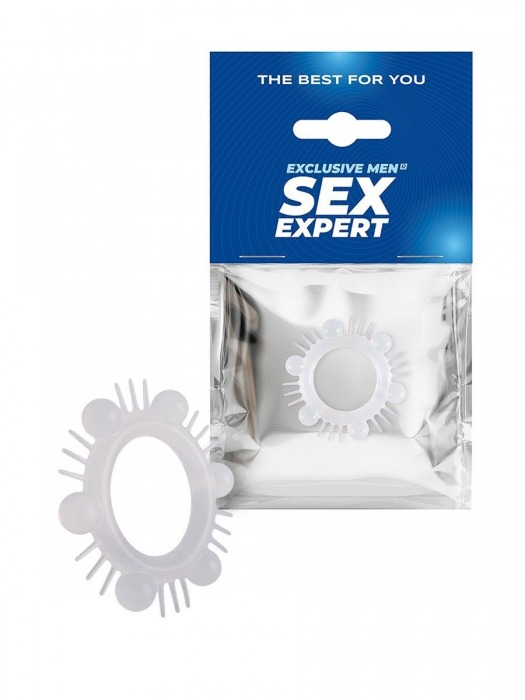 Эластичное эрекционное кольцо с шипиками и шариками - Sex Expert - в Майкопе купить с доставкой