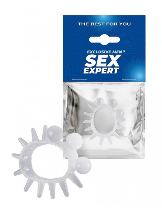 Эластичное эрекционное кольцо с шариками и лучами - Sex Expert - в Майкопе купить с доставкой