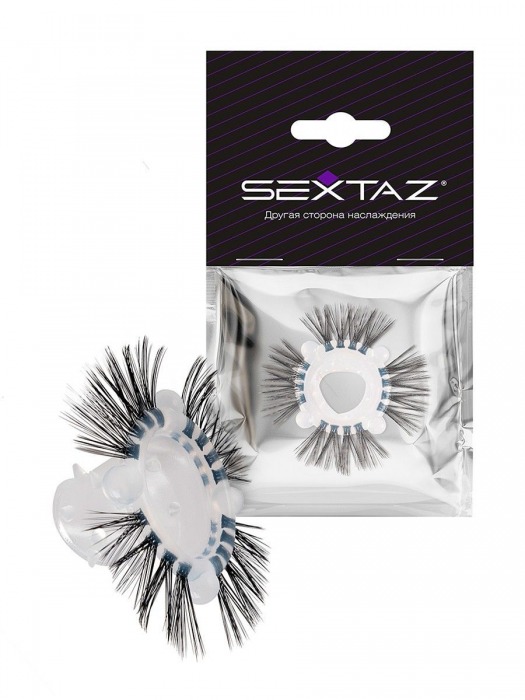 Эластичное эрекционное кольцо с черными «ресничками» - Sextaz - в Майкопе купить с доставкой