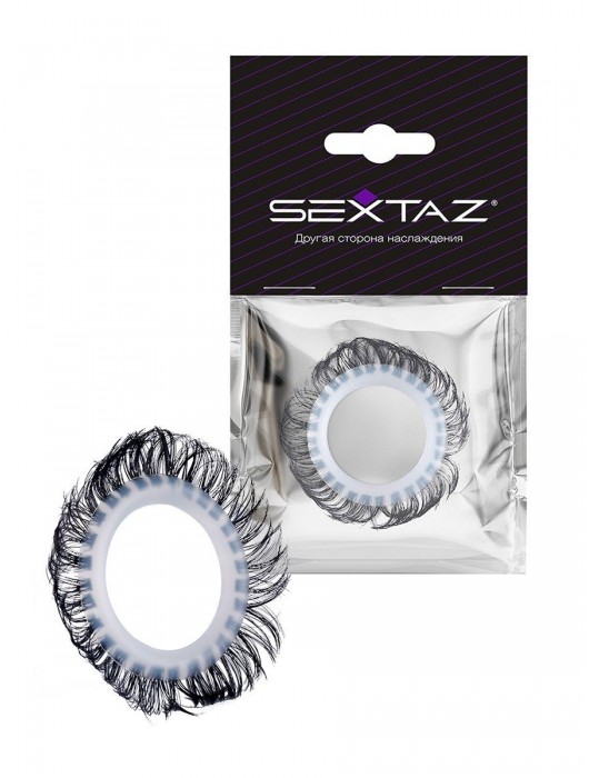 Эластичное эрекционное колечко с черными «ресничками» - Sextaz - в Майкопе купить с доставкой