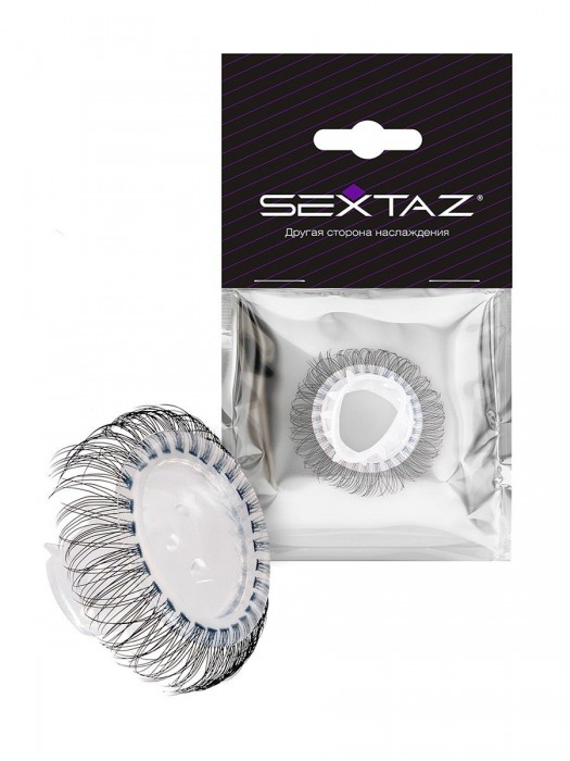 Эластичное эрекционное кольцо с длинными черными «ресничками» - Sextaz - в Майкопе купить с доставкой