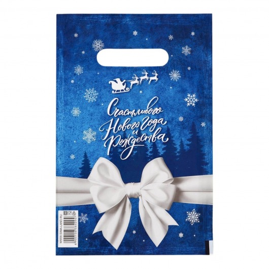 Сине-белый подарочный новогодний пакет с вырубной ручкой (20х30 см) - Сима-Ленд - купить с доставкой в Майкопе