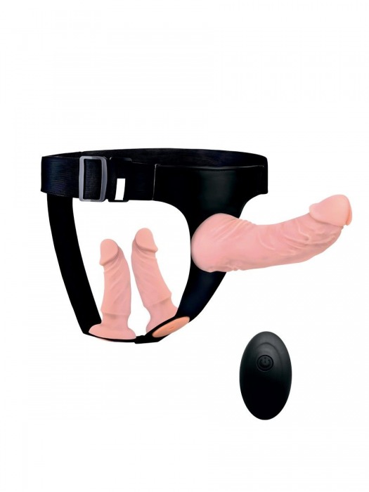 Женский страпон с 3 насадками и вибрацией - Erowoman-Eroman - купить с доставкой в Майкопе