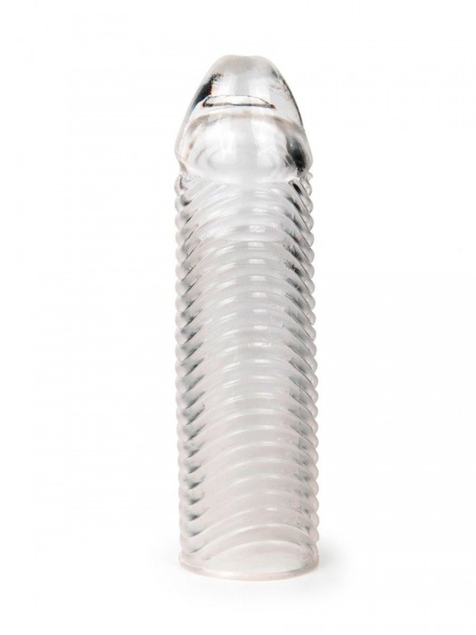 Прозрачная закрытая насадка на пенис с ребрышками - 16 см. - Sex Expert - в Майкопе купить с доставкой