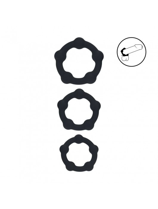 Набор из 3 эрекционных колец Beaded Silicone Cockring Set - Shots Media BV - в Майкопе купить с доставкой