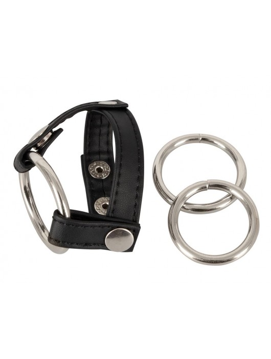 Подхват для мошонки с 3 съемными эрекционными кольцами Leder-Riemen - Orion - в Майкопе купить с доставкой